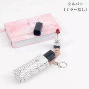 リップケース バッグチャーム キーホルダー キーリング ミラー付き 鏡付き レディース 女性 ファッション雑貨 カニカン レバーカン スナップボタン フェイクレザー PUレザー シンプル カジュアル フェミニン ガーリー かわいい 可愛い キュート おしゃれ