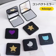 コンパクトミラー 折りたたみ 手鏡 携帯用 ハート 星 ネコ 月 小型 ミニ 化粧直し メイク直し 持ち運び かわいい おしゃれ