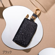 キーケース スマートキーケース 鍵入れ レディース 女性 メンズ 男女兼用 ラメ キーカバー カラビナ ファスナー ジッパー 持ち運び 持ち歩き キーホルダー おしゃれ スマート かわいい シンプル 上品 プレゼント ギフト 黒 金色 銀色 ピンク