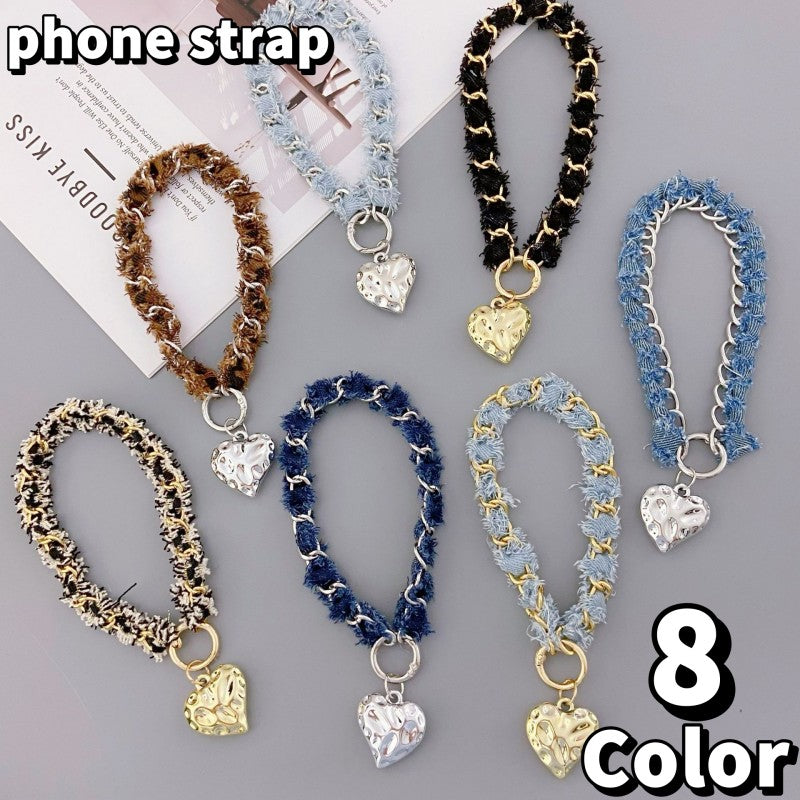 スマホストラップ ハンドストラップ スマートフォンストラップ バッグチャーム ハートチャーム 韓国風 上品 キーホルダー バッグ用アクセサリー 紛失防止 飾り おしゃれ 可愛い レディース