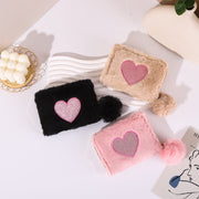 コインケース 小銭入れ カード入れ カードケース 鍵入れ 小物入れ レディース 女性 ファスナー チャック ハート ふわふわ ふんわり ポンポン付き 小物収納 ミニ財布 カードホルダー コンパクト 小さめ おしゃれ シンプル かわいい 定番 プレゼント ギフト 贈り物