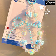 スマホストラップ スマートフォンストラップ 携帯ストラップ ハンドストラップ リストストラップ バッグチャーム キーホルダー レディース 女性 ビーズ リボン かわいい 可愛い おしゃれ