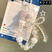 スマホストラップ スマートフォンストラップ 携帯ストラップ ハンドストラップ リストストラップ バッグチャーム キーホルダー レディース 女性 ビーズ リボン かわいい 可愛い おしゃれ