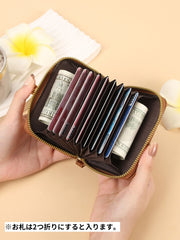 カードケース クレジットカードケース カード入れ ミニ財布 コインケース 小銭入れ がま口 ファスナー じゃばら式 蛇腹式 ミニウォレット お札入れ カード収納 ストラップ付き レザー調 フェイクレザー コンパクト 可愛い