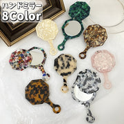 ハンドミラー 手鏡 スライドミラー ファッション雑貨 八角形 コンパクトミラー 折りたたみ べっ甲風 マーブル 携帯ミラー 小型 コンパクト 小さめ 可愛い かわいい おしゃれ メイク直し 持ち運び便利