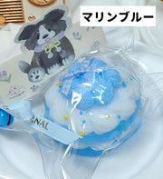 キーホルダー キーリング バッグチャーム スクイーズ スクイージー ジップ袋入り チェーン付き ケーキ型 ケーキ風 リボン付き ふわふわ ぷにぷに やわらかい ソフト プレゼント お揃い 小学生 女子 女の子 かわいい キュート お洒落 ファッション小物