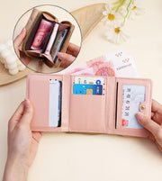 三つ折り財布 レディース ミニ ハート刺繍 小銭入れ カードケース コンパクト ウォレット財布 学生 通勤 通学 コンパクト かわいい キュート