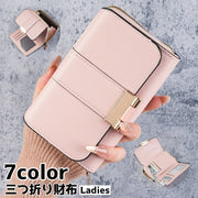 財布 三つ折り財布 レディース 女性 学生 大容量 ファスナー スナップボタン 小銭入れ カード入れ コインケース お札入れ コンパクト 通学 かわいい シンプル プレゼント ギフト