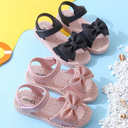 サンダル ストラップサンダル キッズ 子供 女の子 シューズ 靴 オープントゥ マジック テープ リボン フラットサンダル ぺたんこ かわいい おしゃれ カジュアル