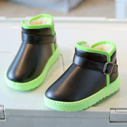 ショートブーツ 靴 キッズ ジュニア 子供用 女の子 男の子 くつ 裏起毛 裏ボア レザー調 モコモコ ラウンドトゥ 暖かい あったか 防滑 滑り止め 履物 カジュアル おしゃれ 通園 通学 女児 女子 男児 男子 こども用