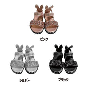 うさ耳サンダル キッズ 子供用 子ども用 女の子 キラキラ ウサギ ラメ グリッター 可愛い マジック テープ おしゃれ お出掛け カジュアル フォーマル 派手