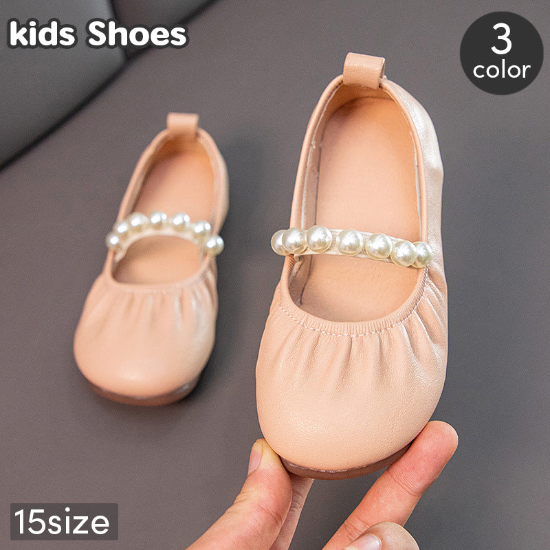 バレエシューズ パンプス 子供用 キッズ ジュニア 女の子 ワンストラップ フェイクパール フォーマル ぺたんこ靴 くつ フェイクレザー PU おしゃれ かわいい お出かけ お呼ばれ パーティー イベント 発表会 卒業 卒園 入園 入学式 女児 子ども