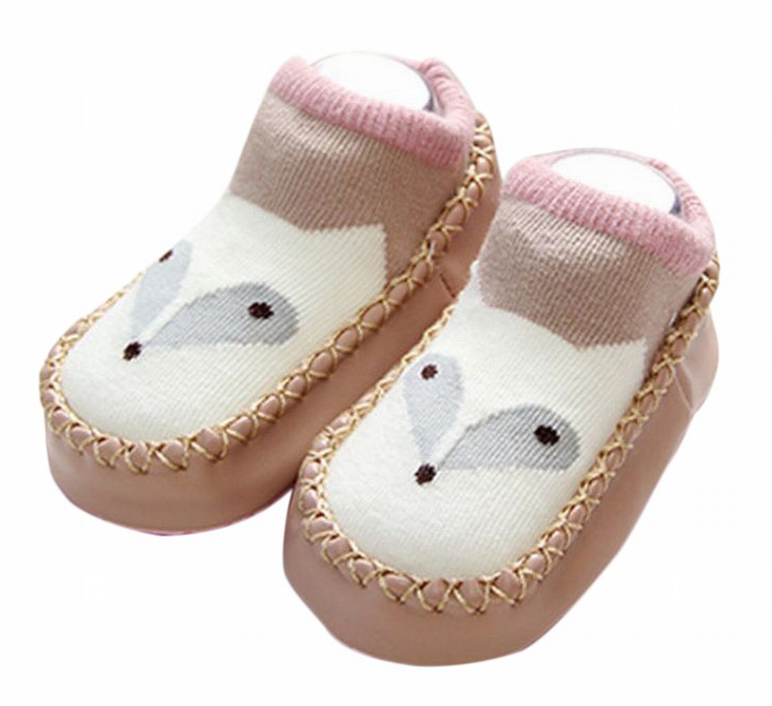 ブーティ ファーストシューズ ルームシューズ ベビー 赤ちゃん 厚底 ベージュ×キツネ バリエーション画像