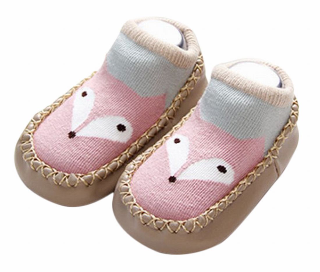 ブーティ ファーストシューズ ルームシューズ ベビー 赤ちゃん 厚底 ピンク×キツネ バリエーション画像