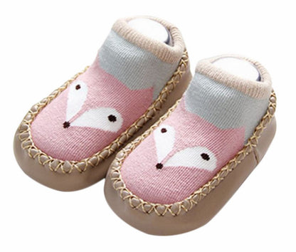 ブーティ ファーストシューズ ルームシューズ ベビー 赤ちゃん 厚底 ピンク×キツネ バリエーション画像