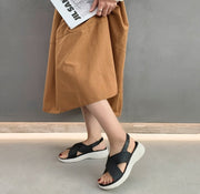 コンフォートサンダル 厚底 レディース 女性 靴 シューズ かかとなし クロスストラップ 甲ストラップ フラット アンクルストラップ ゴム入り 室内履き ブラック ベージュ ブラウン シンプル フェミニン ガーリー 可愛い キュート おしゃれ 夏
