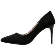パンプス ポインテッドトゥ ミドル ハイヒール 5cm 7cm 9cm 細い 細め レディース スエード 美脚 脚長 無地 カジュアル フォーマル ブラック 黒 シンプル おしゃれ 大人 10代 20代 30代 40代 50代 60代