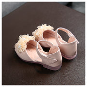 キッズ  キッズシューズ 子ども靴 サンダル ストラップ付きサンダル 花 フラワー レース パール風 かわいい おしゃれ お出かけフォーマル 夏 サマー 女の子 白 ピンク