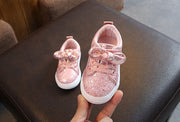 スニーカー 子供靴 子供用 キッズ 女の子 ガールズ 靴 くつ ラメ リボン ラインストーン 面ファスナー レースアップ PU キラキラ かわいい おしゃれ