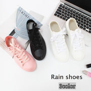 レインシューズ レインスニーカー レディース 女性用 婦人用 靴 くつ 防水 雨靴 ローカット 紐付き 無地 単色 ブラック ホワイト ピンク 黒 白 カジュアル シンプル かわいい おしゃれ 雨の日も履ける