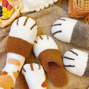 スリッパ ルームシューズ ボア 前詰まり 猫手モチーフ 室内履き 秋冬 暖か 防寒 もこもこ 起毛 滑り止め付き レディース メンズ バイカラー ブラウン ピンク グレー