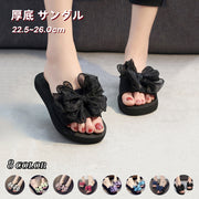 サンダル 厚底 フラットソール レディース 女性用 リボン オーガンジー オープントゥ おしゃれ 可愛い カジュアル おでかけ 普段使い デイリー ビーチ リゾート プール スリッパ くつ シューズ 婦人靴 ブラック