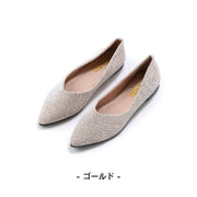 パンプス レディース 女性 ローヒール ポインテッドトゥ ぺたんこ靴 ラメ キラキラ グリッター 歩きやすい 楽ちん かわいい おしゃれ 定番 普段履き デイリー 婦人 ぺたんこソール ブラック 黒 ゴールド 金 シルバー 銀 22.5cm 23cm 23.5cm 24cm 24.5cm 25cm