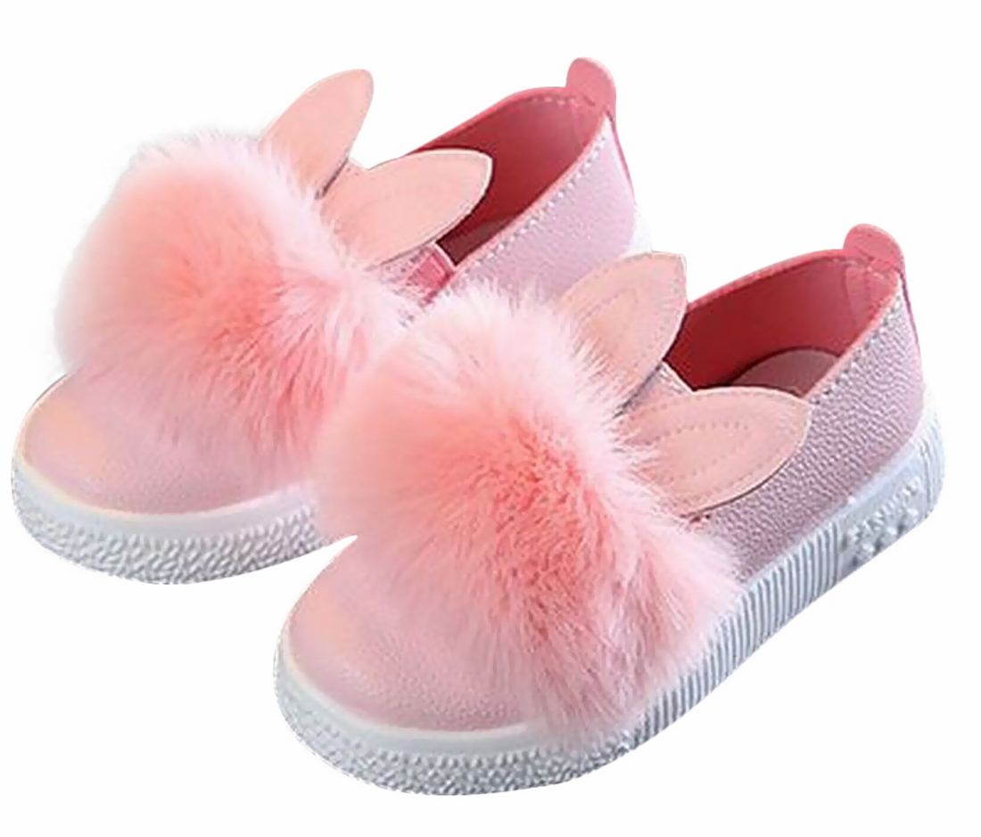 子供用スリッポン フラットシューズ ウサ耳 ふわふわファー 裏起毛 ノーマル キッズ 女の子 靴 くつ ぺたんこ 可愛い かわいい ガーリー 女児 こども用 こども用 お出かけ 外出