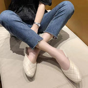 ミュール ポインテッドトゥ レディース 女性 靴 シューズ チャンキーヒール 太ヒール ローヒール チェック柄 格子柄 シンプル ベーシック 合わせやすい