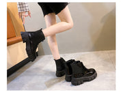 ショートブーツ 厚底 レディース 女性用 靴 無地 マット ツヤあり レザー調 靴紐 レースアップ おしゃれ かっこいい 履きやすい 普段使い デイリー 旅行 お出かけ 女の子 婦人用 大人女子