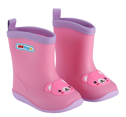 長靴 レインブーツ 雨靴 子供用 キッズ ベビー ピンク×クマ バリエーション画像