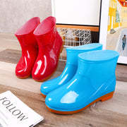 レインシューズ レインブーツ 長靴 レディース 女性用 婦人用 雨靴 レイングッズ 雨具 ショート丈 ローヒール 光沢感 無地 シンプル カジュアル おしゃれ カーキ レッド ブルー パープル ダークグリーン