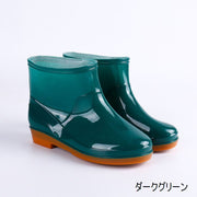 レインシューズ レインブーツ 長靴 レディース 女性用 婦人用 雨靴 レイングッズ 雨具 ショート丈 ローヒール 光沢感 無地 シンプル カジュアル おしゃれ カーキ レッド ブルー パープル ダークグリーン