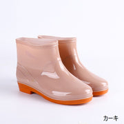 レインシューズ レインブーツ 長靴 レディース 女性用 婦人用 雨靴 レイングッズ 雨具 ショート丈 ローヒール 光沢感 無地 シンプル カジュアル おしゃれ カーキ レッド ブルー パープル ダークグリーン