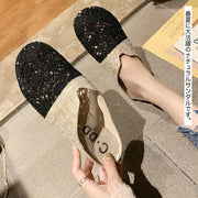 サボサンダル フラット ぺたんこ スリッポン 綿麻 バブーシュ レディース 女性 切り替え ナチュラル 春 夏 おしゃれ かわいい レース 透け感 通気性 無地 シンプル つっかけ ブラック 黒 ベージュ 婦人 22.5cm 23cm 23.5cm 24cm 24.5cm 25cm 履きやすい ラウンドトゥ 痛くなりにくい