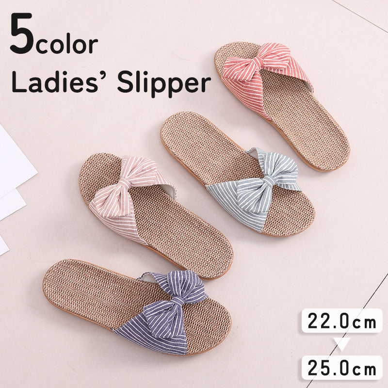 スリッパ サンダル レディース 女性用 靴 くつ ルームシューズ リボン つっかけ 滑り止め 前あき かわいい