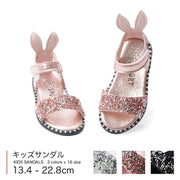 サンダル 子ども用 キッズ 女の子 キラキラ ウサギ ラメ グリッター 可愛い マジック テープ オシャレ お出掛け お散歩 カジュアル フォーマル 派手 プレゼント ギフト 贈り物