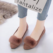 パンプス フラットシューズ 靴 シューズ レディース 女性用 フェイクファー ふわふわ ローヒール ペタンコ スエード調 くつ クツ シンプル おしゃれ かわいい 婦人用