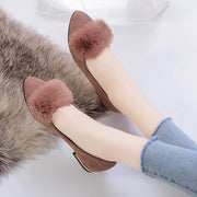 パンプス フラットシューズ 靴 シューズ レディース 女性用 フェイクファー ふわふわ ローヒール ペタンコ スエード調 くつ クツ シンプル おしゃれ かわいい 婦人用