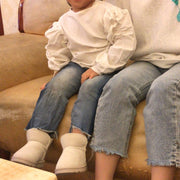 ブーツ ムートン風 キッズ 子供用 男の子 女の子 靴 くつ シューズ ショート丈 もこもこ ふわふわ 裏ボア あったか 暖かい 防寒 かわいい