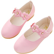 フォーマルシューズ バレエシューズ パンプス キッズ 子供靴 女の子 ジュニア 花モチーフ ベルト ストラップ フェイクレザー おしゃれ かわいい 履きやすい 普段使い 結婚式 発表会 入園 入学 女児 黒 赤 ピンク ローズ 白