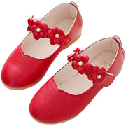 フォーマルシューズ バレエシューズ パンプス キッズ 子供靴 女の子 ジュニア 花モチーフ ベルト ストラップ フェイクレザー おしゃれ かわいい 履きやすい 普段使い 結婚式 発表会 入園 入学 女児 黒 赤 ピンク ローズ 白