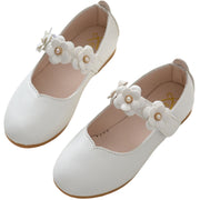 フォーマルシューズ バレエシューズ パンプス キッズ 子供靴 女の子 ジュニア 花モチーフ ベルト ストラップ フェイクレザー おしゃれ かわいい 履きやすい 普段使い 結婚式 発表会 入園 入学 女児 黒 赤 ピンク ローズ 白