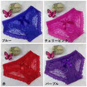 レース＆リボンショーツ レディース インナー 下着 シースルー レース リボン ランジェリー パンツ パンティ シンプル 無地