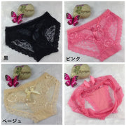 レース＆リボンショーツ レディース インナー 下着 シースルー レース リボン ランジェリー パンツ パンティ シンプル 無地