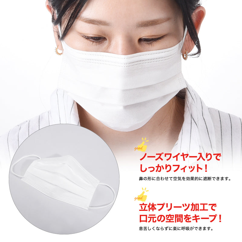 不織布マスク 使い捨てマスク 50枚入り プリーツ式 3層構造 3層フィルター 商品画像2