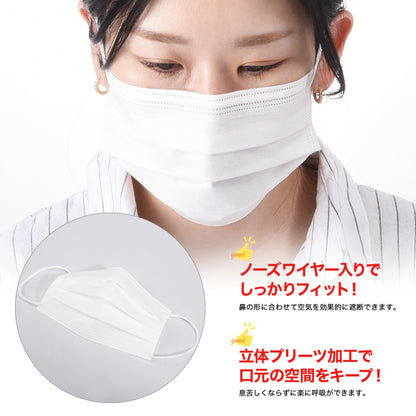 不織布マスク 使い捨てマスク 50枚入り プリーツ式 3層構造 3層フィルター 商品画像2