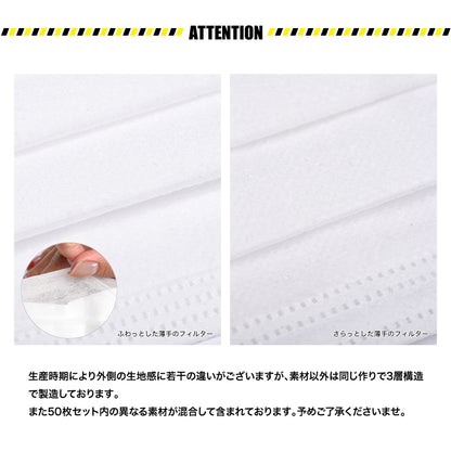 不織布マスク 使い捨てマスク 50枚入り プリーツ式 3層構造 3層フィルター 商品画像4