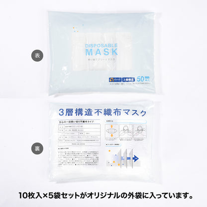 不織布マスク 使い捨てマスク 50枚入り プリーツ式 3層構造 3層フィルター 商品画像5