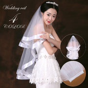 ウエディングベール 80cm ベール ウエディング リボン ホワイト ブラック 結婚式 ブライダル コーム付き ボリューム 華やか きれい おしゃれ 花嫁 新婦